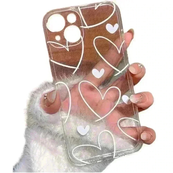 Transparent White Love Shockproof Phone Case-NWOT - Picture 3 of 3